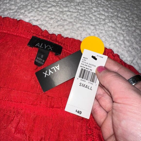 Alyx Women’s Batik May-Be Red Boho Lace Panel Shirt Small NWT - Picture 6 of 13